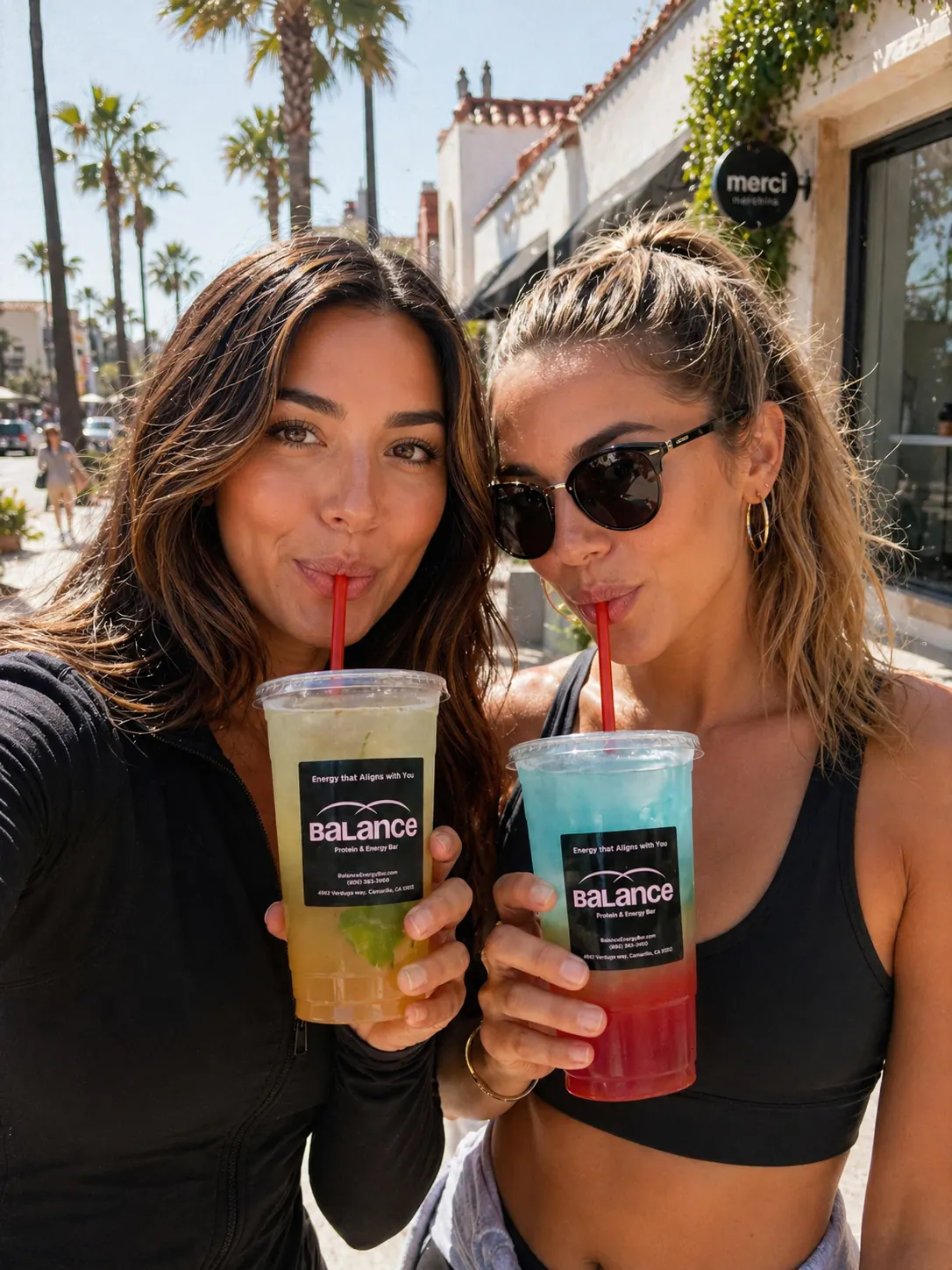 Two customers with teas