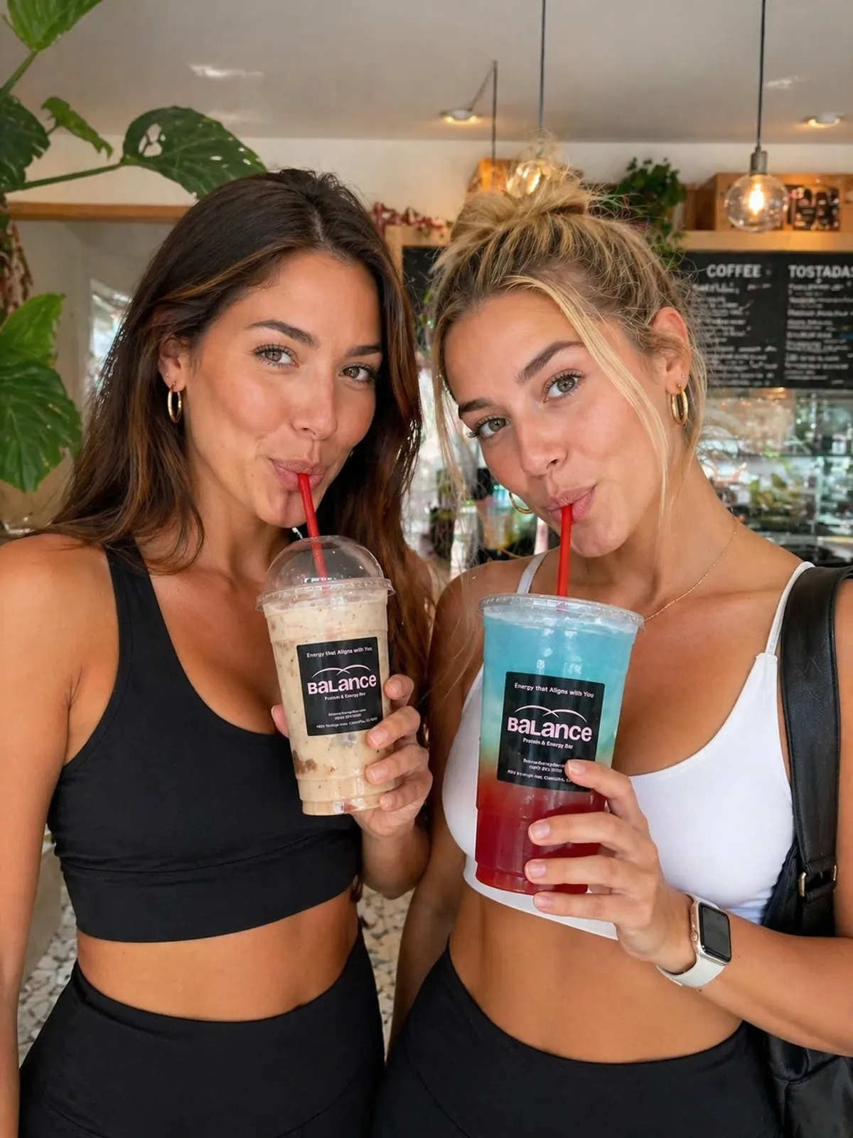 Balance customer with drink